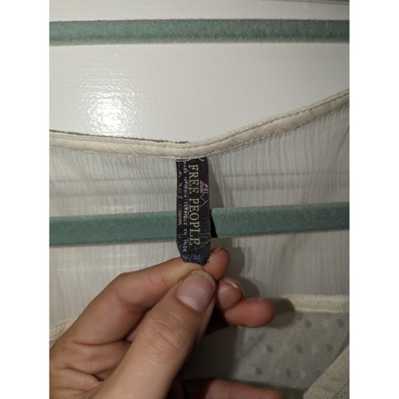 Free People Cream Lace Button Down Medium Shear Dress - Picture 2 of 11